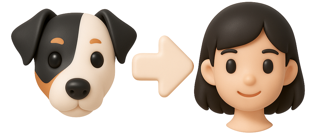 Dog to Human AI Transformation